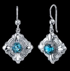 London Blue Topaz Round Cut Circle Sterling Silver Earrings