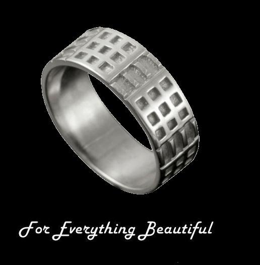 Image 0 of Art Deco Mackintosh Sterling Silver Ring Wedding Band Sizes A-Q