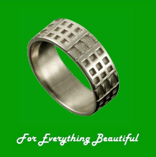 Image 0 of Art Deco Mackintosh 18K White Gold Ring Wedding Band Sizes A-Q