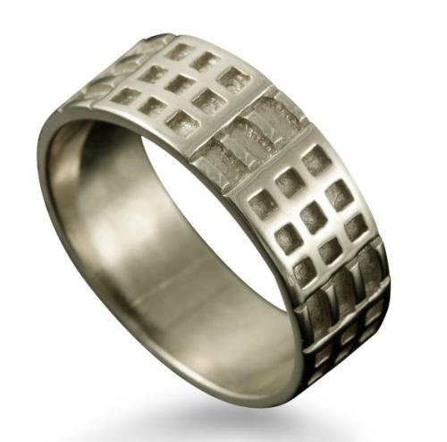 Image 1 of Art Deco Mackintosh Platinum Ring Wedding Band Sizes R-Z