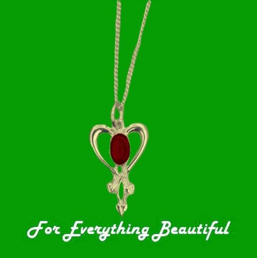 Image 0 of Art Nouveau Garnet Heart 9K Yellow Gold Pendant