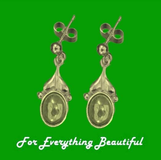 Image 0 of Art Nouveau Leaf Citrine 9K Yellow Gold Drop Earrings