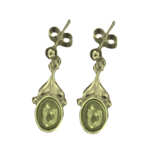 Image 1 of Art Nouveau Leaf Citrine 9K Yellow Gold Drop Earrings