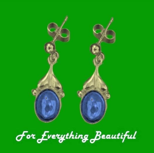 Image 0 of Art Nouveau Leaf Labradorite 9K Yellow Gold Drop Earrings