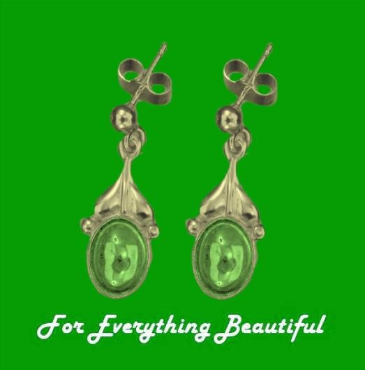 Image 0 of Art Nouveau Leaf Green Peridot 9K Yellow Gold Drop Earrings