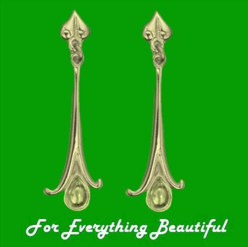 Image 0 of Art Nouveau Long Leaf Citrine 18K Yellow Gold Drop Earrings