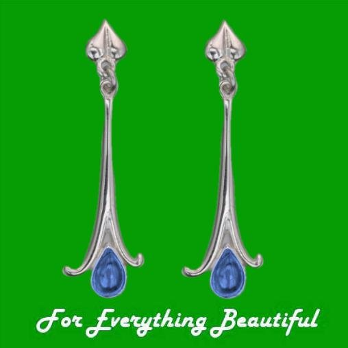 Image 0 of Art Nouveau Long Leaf Labradorite 18K White Gold Earrings
