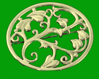 Image 1 of Art Nouveau Nature Design 9K Yellow Gold Brooch