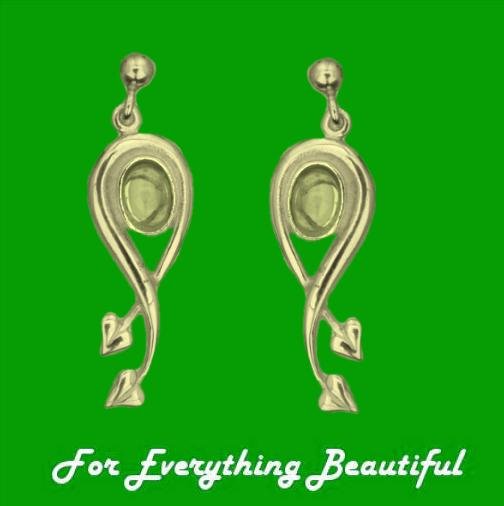 Image 0 of Art Nouveau Oval Leaf Citrine 9K Yellow Gold Earrings