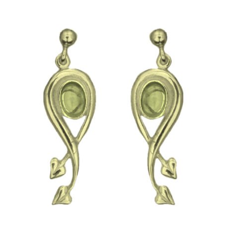 Image 1 of Art Nouveau Oval Leaf Citrine 9K Yellow Gold Earrings