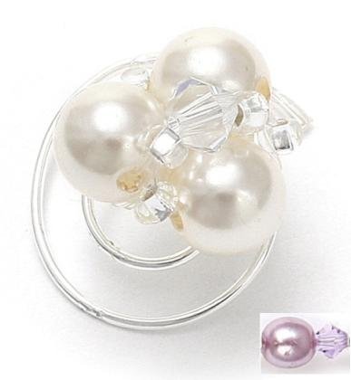 Image 1 of Tanzanite Pearl Trio Cluster Crystal Bridal Wedding Hair Twists Decorations