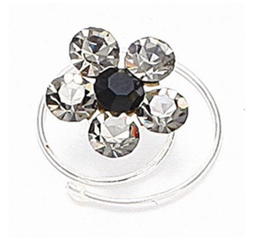 Image 1 of Black Diamond Flower Crystal Bridal Wedding Hair Twists Decorations