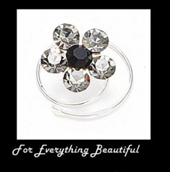 Black Diamond Flower Crystal Bridal Wedding Hair Twists Decorations