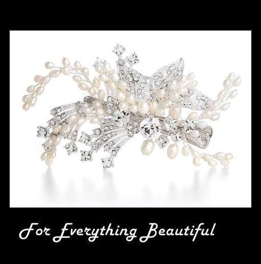 Image 0 of Art Deco Pearl Rhinestone Crystal Spray Bridal Wedding Bridal Hairclip