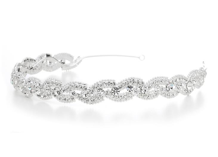 Image 1 of Braided Bejeweled Crystal Rhinestone Wedding Bridal Headband