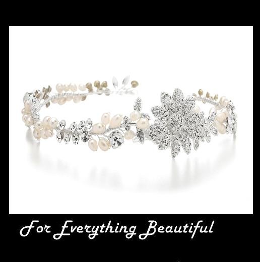 Image 0 of Bejewled Flower Crystal Pearl Vines Wedding Bridal Headband