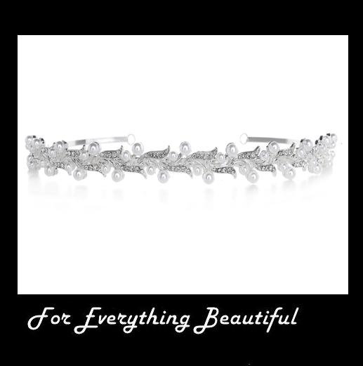 Image 0 of Braided Leaves Pearl Crystal Rhinestone Wedding Bridal Headband