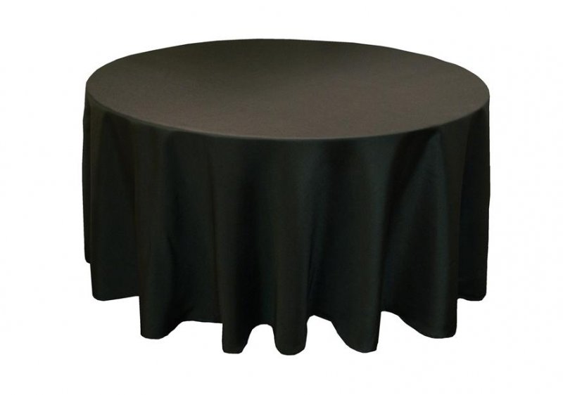 Image 1 of Black Polyester Round Tablecloth Decorations 70 inches x 1