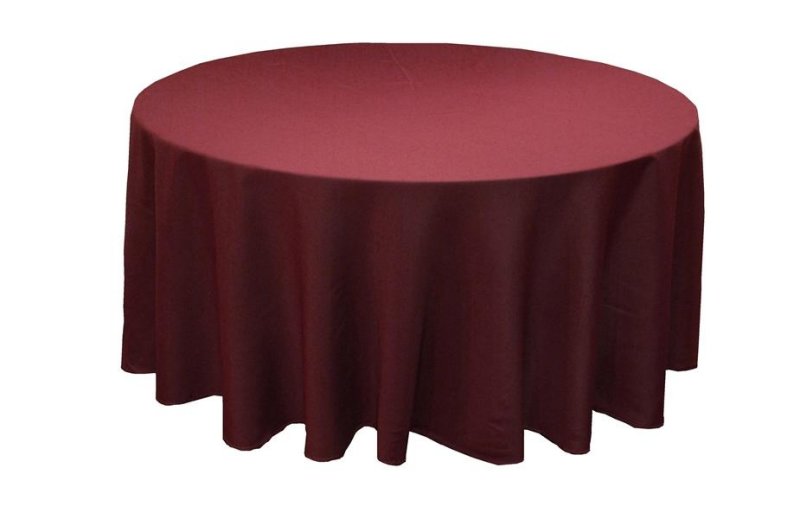 Image 2 of Burgundy Wine Polyester Round Tablecloth Decorations 90 inches x 25