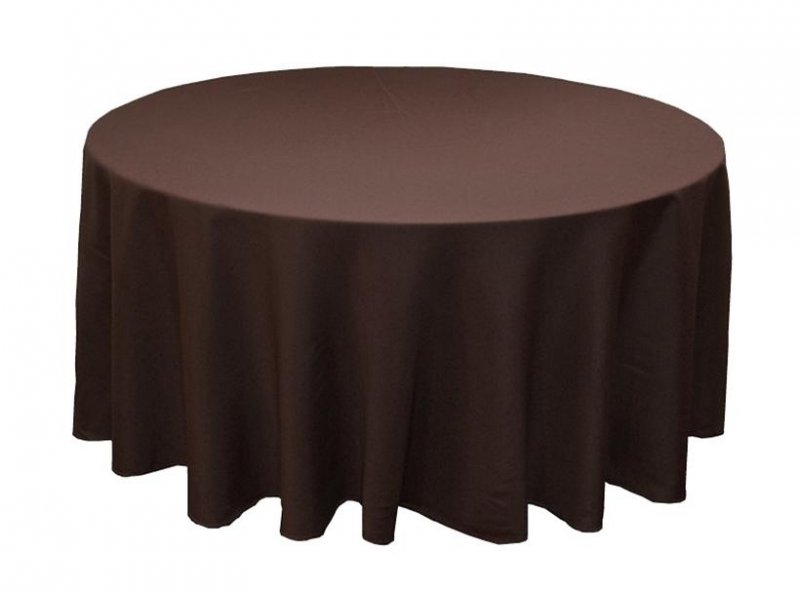 Image 1 of Chocolate Brown Polyester Round Tablecloth Decorations 70 inches x 25
