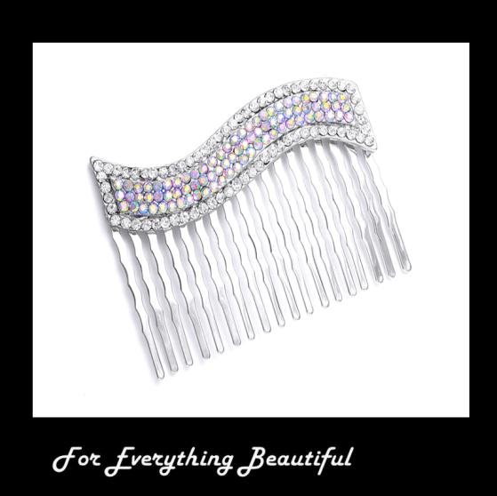 Image 0 of Aurora Borealis Rhinestone Crystal Wedding Bridal Headpiece Comb