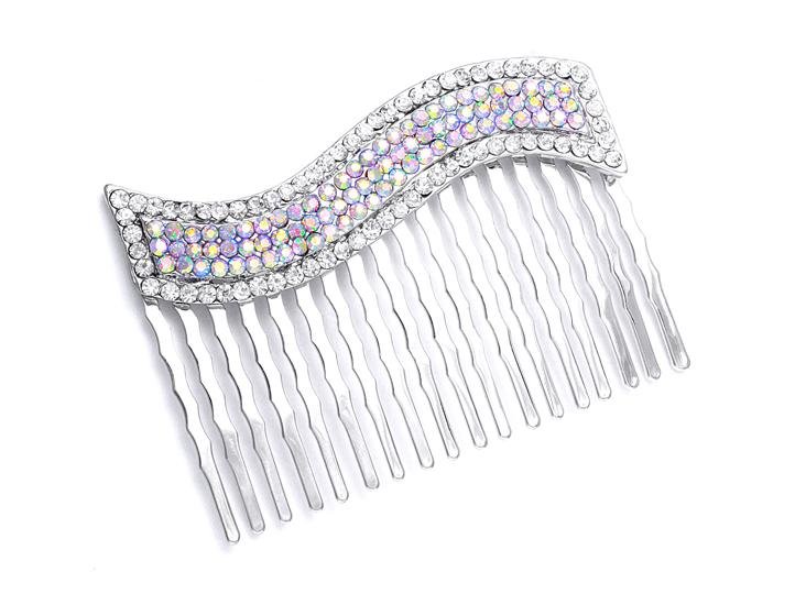 Image 1 of Aurora Borealis Rhinestone Crystal Wedding Bridal Headpiece Comb