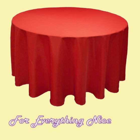 Image 0 of Scarlet Red Polyester Round Tablecloth Decorations 90 inches x 10