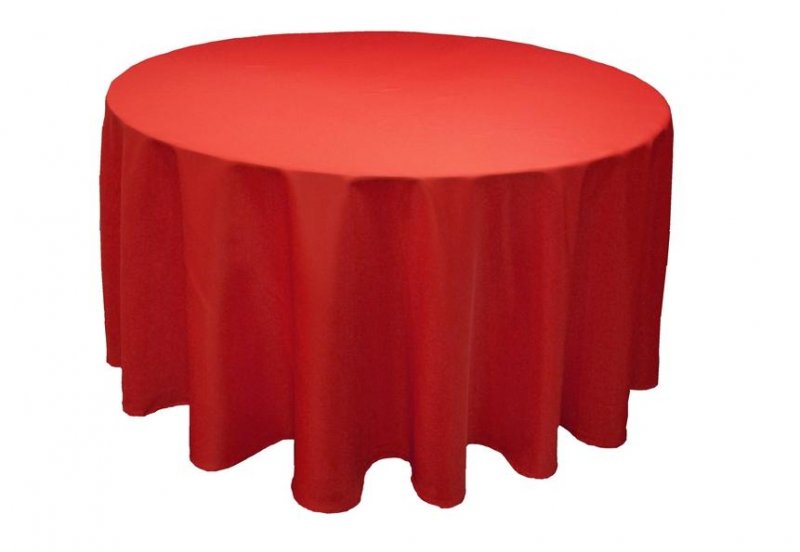 Image 1 of Scarlet Red Polyester Round Tablecloth Decorations 90 inches x 10