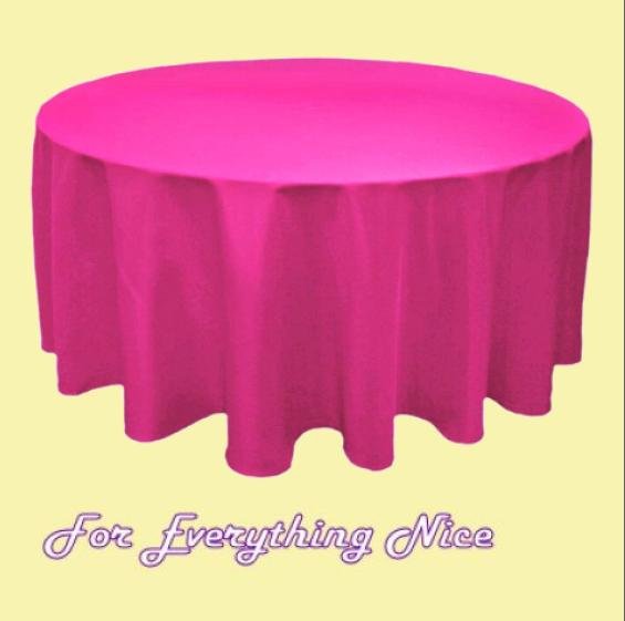 Image 0 of Fuchsia Pink Polyester Round Tablecloth Decorations 90 inches x 25