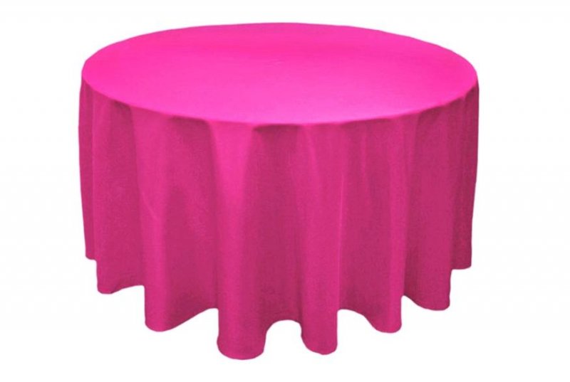Image 1 of Fuchsia Pink Polyester Round Tablecloth Decorations 90 inches x 25
