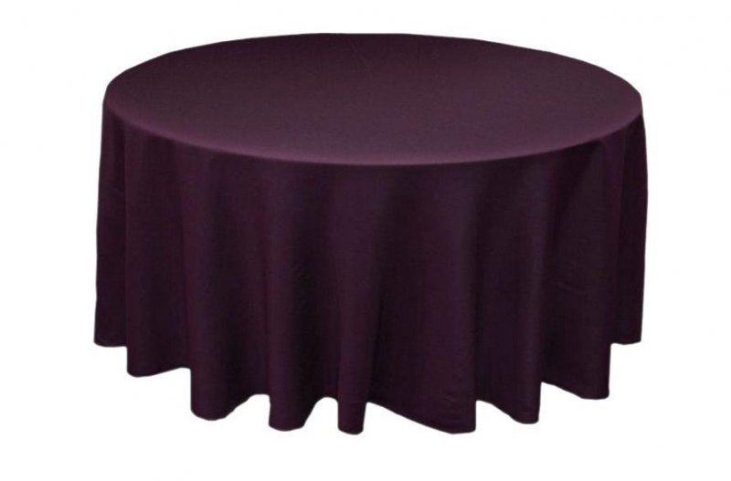 Image 1 of Eggplant Polyester Round Tablecloth Decorations 90 inches x 25