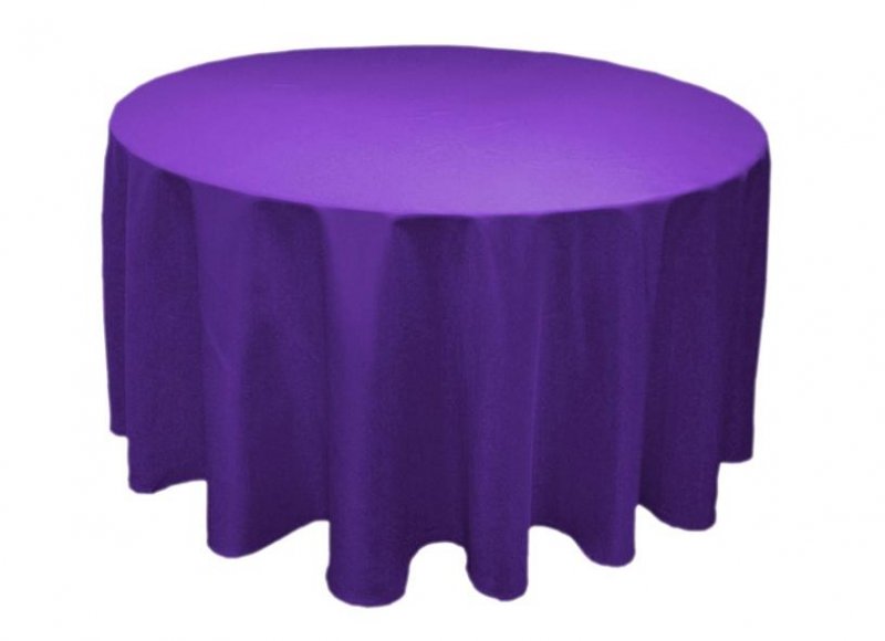 Image 1 of Deep Purple Polyester Round Tablecloth Decorations 90 inches x 25
