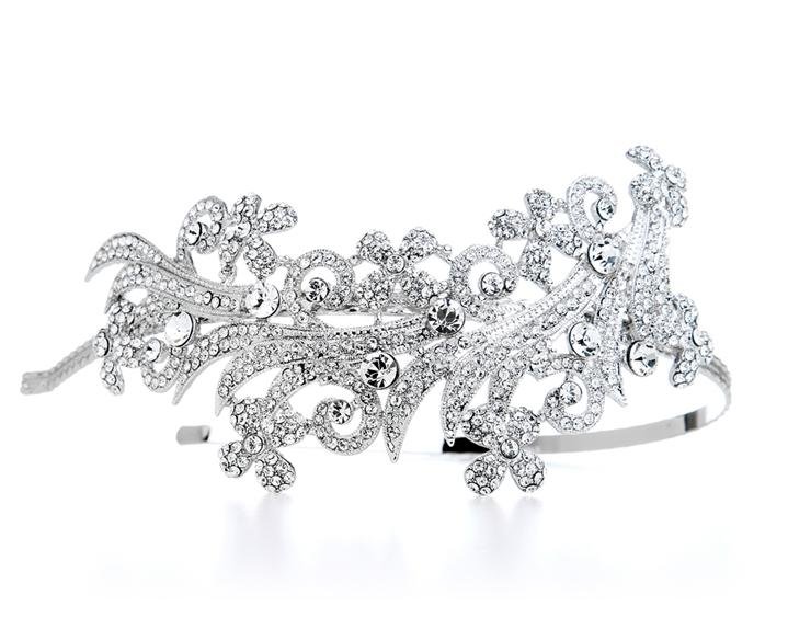 Image 1 of Abstract Floral Rhinestone Crystal Wedding Bridal Headband