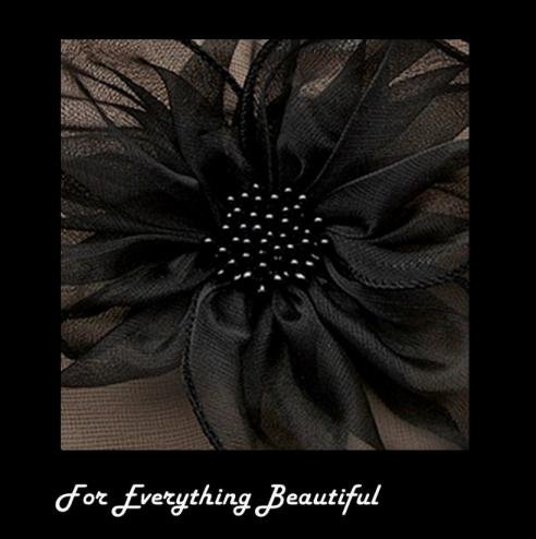 Image 0 of Black Organza Soft Edge Flower Pearl Wedding Bridal Hairclip