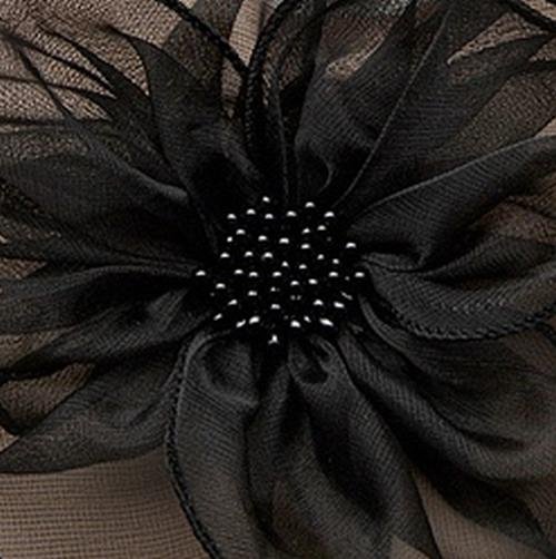 Image 1 of Black Organza Soft Edge Flower Pearl Wedding Bridal Hairclip