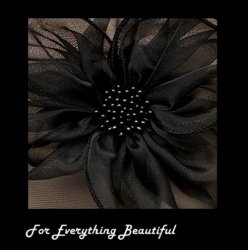 Black Organza Soft Edge Flower Pearl Wedding Bridal Hairclip