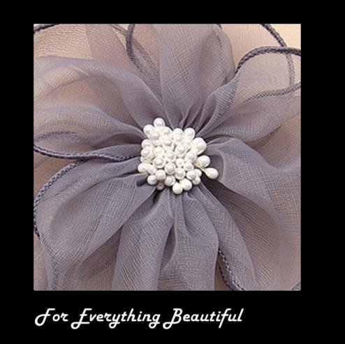 Image 0 of Grey Organza Soft Edge Flower Pearl Wedding Bridal Hairclip