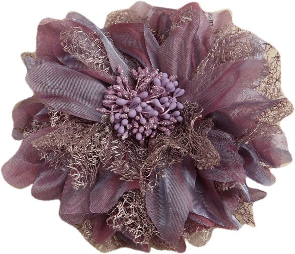 Image 1 of Antique Violet Organza Lace Flower Shimmer Wedding Hairclip