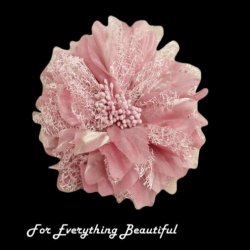 Candy Pink Organza Lace Flower Shimmer Wedding Hairclip