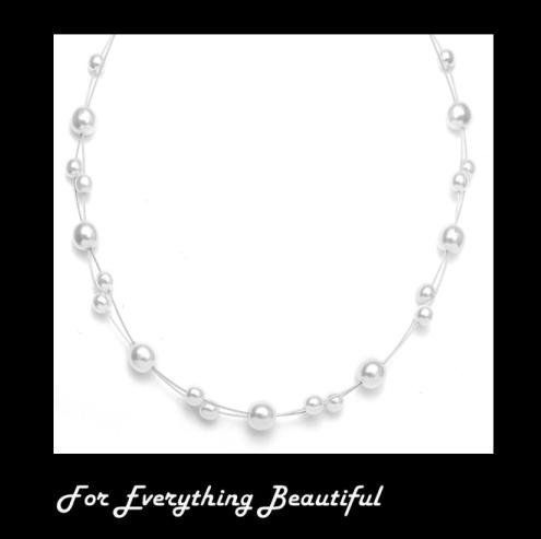 Image 0 of White Pearl Floating Adjustable Silver Child Necklace