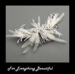 Bejeweled Pave Crystal Branches Ribbon Wedding Bridal Headpiece Comb