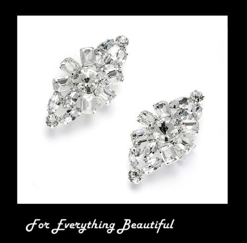 Image 0 of Bejeweled Tapered Elongated Crystal Wedding Bridal Shoe Clips