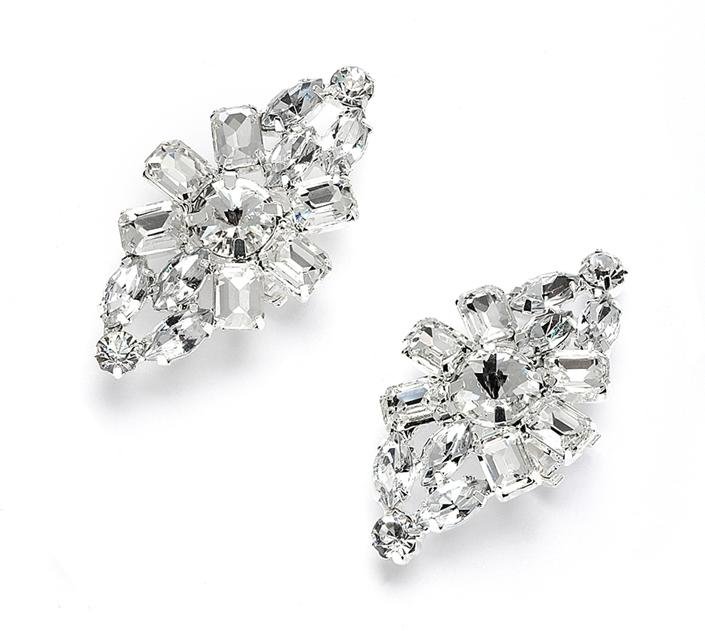 Image 1 of Bejeweled Tapered Elongated Crystal Wedding Bridal Shoe Clips