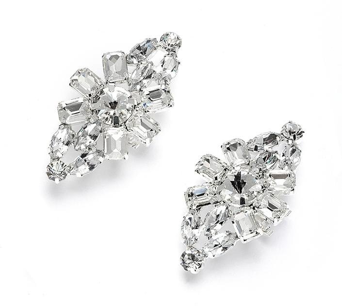 Image 1 of Bejeweled Tapered Elongated Crystal Wedding Bridal Shoe Clips