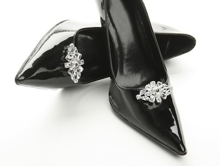 Image 3 of Bejeweled Tapered Elongated Crystal Wedding Bridal Shoe Clips