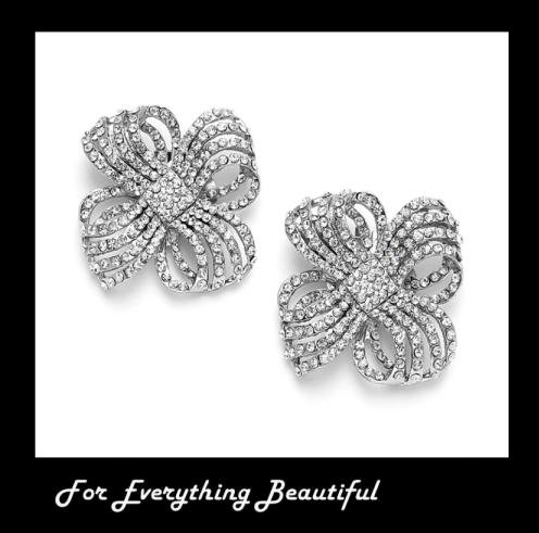 Image 0 of Bejeweled Bow Ribbon Pave Crystal Wedding Bridal Shoe Clips