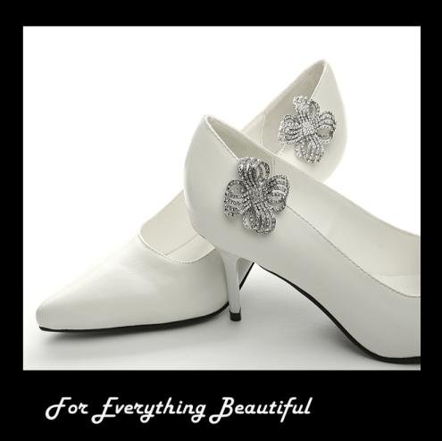 Image 4 of Bejeweled Bow Ribbon Pave Crystal Wedding Bridal Shoe Clips