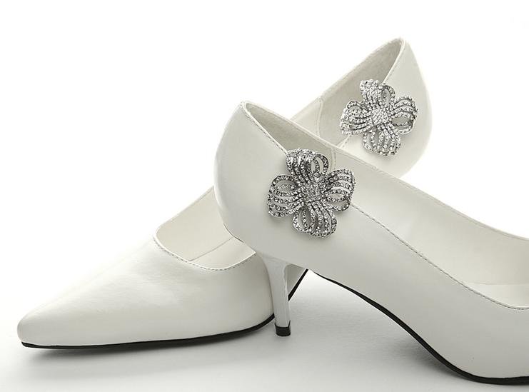 Image 5 of Bejeweled Bow Ribbon Pave Crystal Wedding Bridal Shoe Clips
