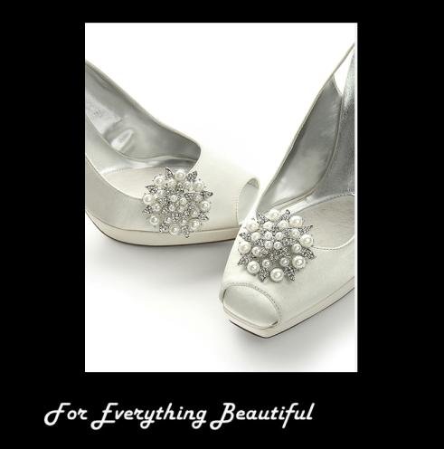 Image 2 of Bejeweled Starburst Crystal Flower Pearl Wedding Bridal Shoe Clips