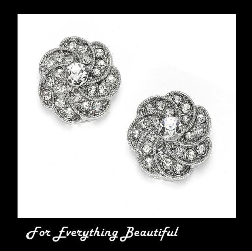 Image 0 of Bejeweled Pave Floral Swirl Crystal Wedding Bridal Shoe Clips